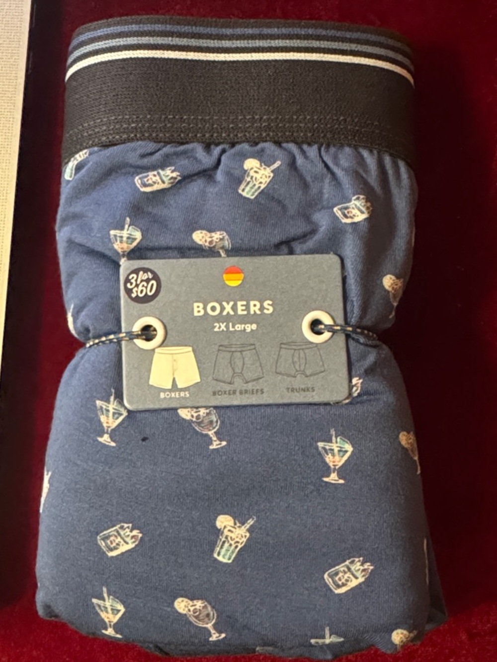 Marine Layer BOXER Men's Navy Cocktail Print Boxers - 2X Large, L,S NWT